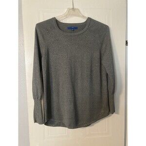 Apt 9 Sweater Blouse Size L Silver Sparkle Shimmer Gray Glam Office Lagenlook